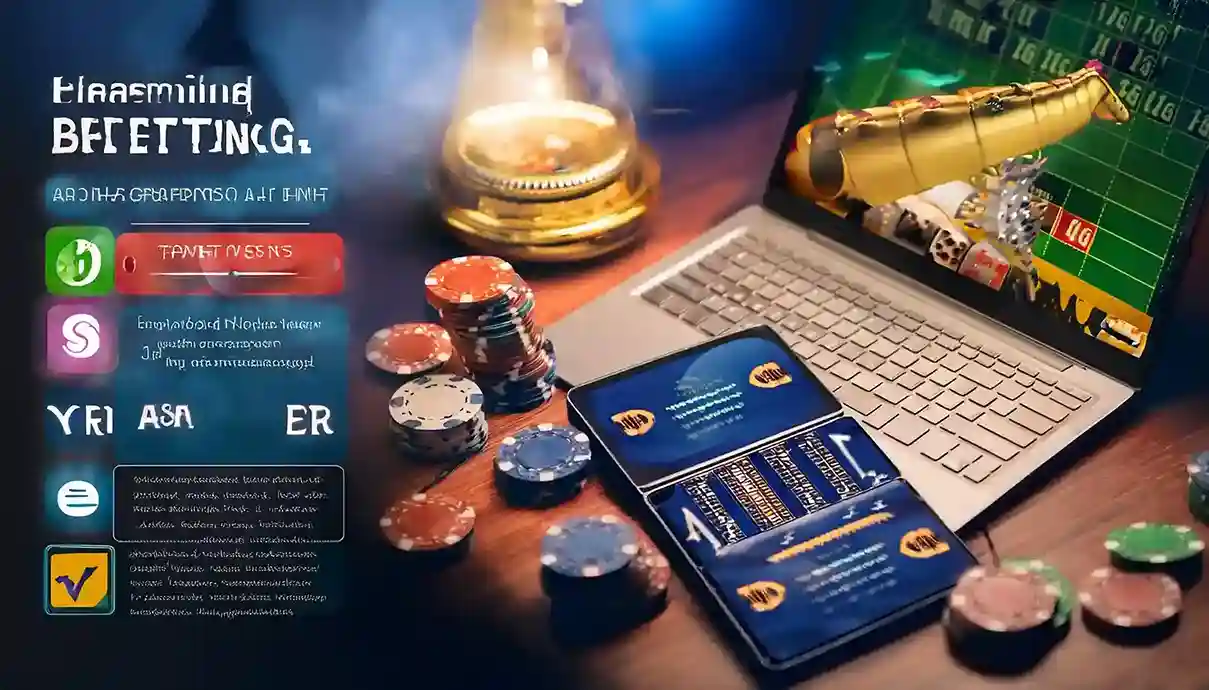 Betting guide graphic with laptop, phones showing betting apps and poker chips for Reddy Book Club