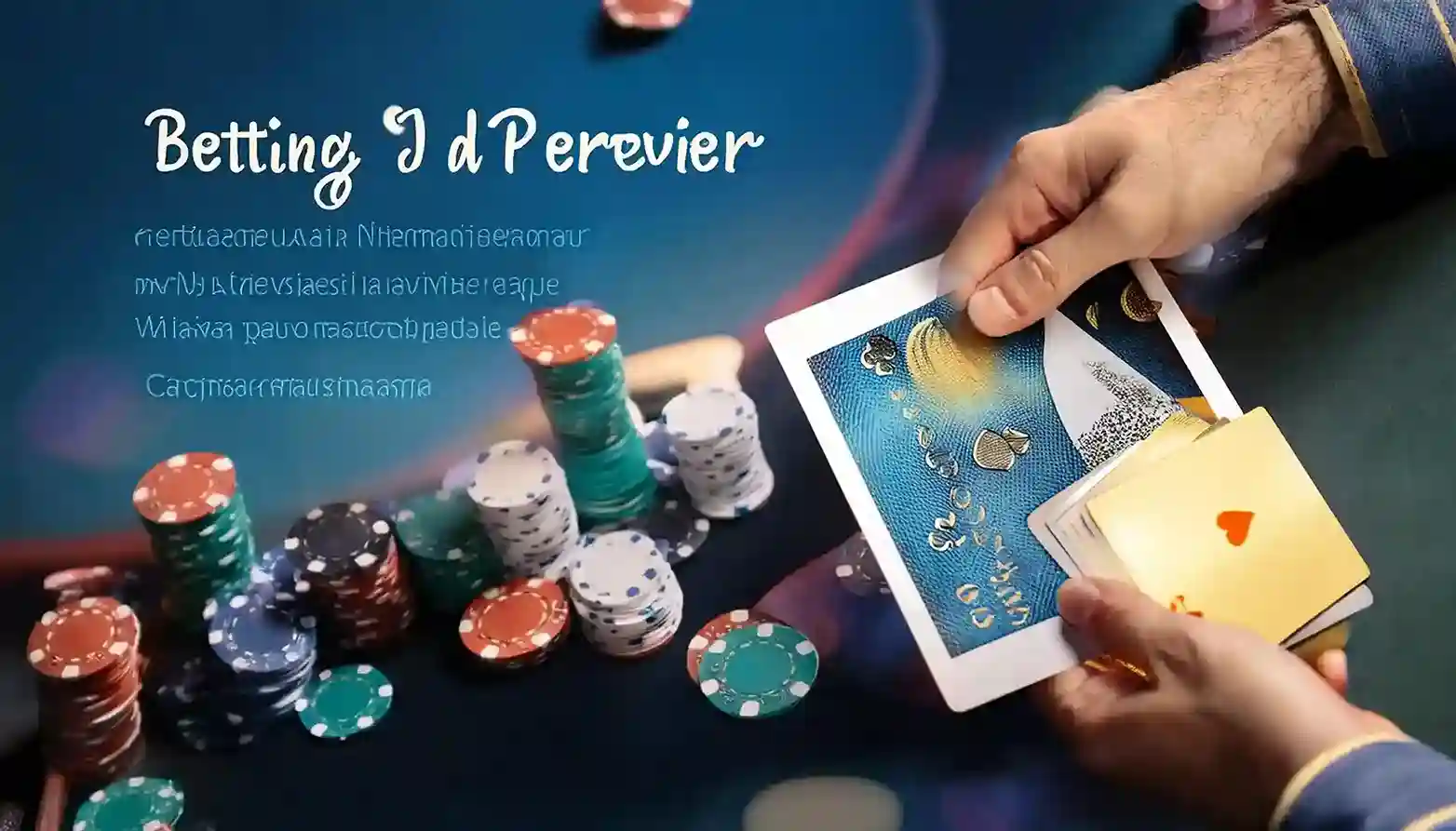 Betting ID banner with playing cards and poker chips on a Reddybook casino table