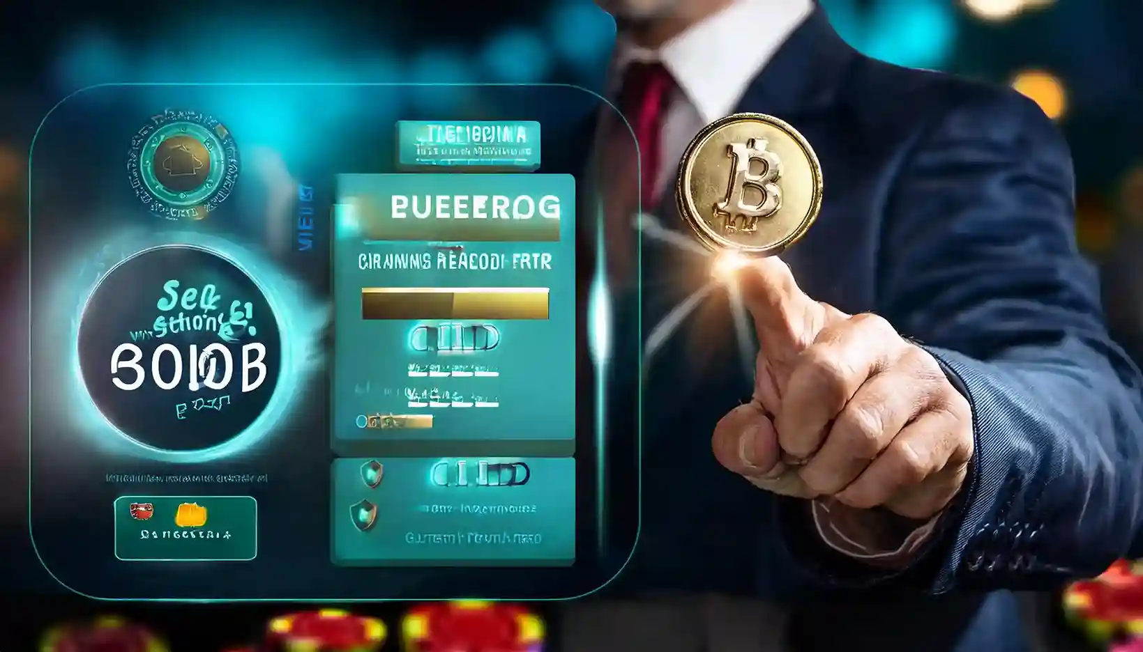 Reddybook registration panel with Bitcoin coin and secure ID sign-up screen